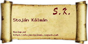 Stoján Kálmán névjegykártya